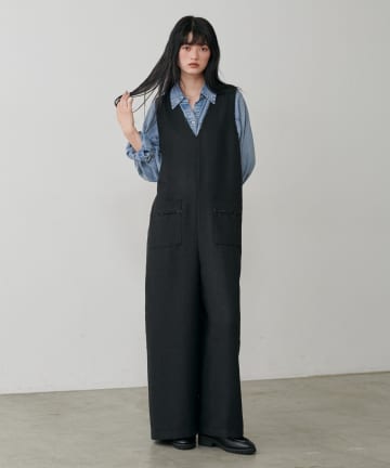 LARUTA(ラルータ) フリンジツイードサロペット