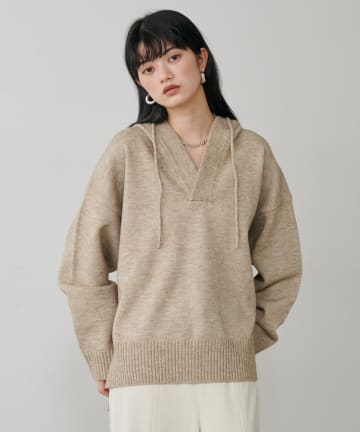 LARUTA(ラルータ) フードスキッパーニットプルオーバー