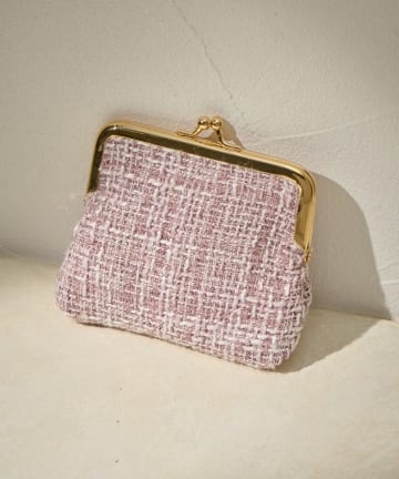 ツイードがま口ポーチ