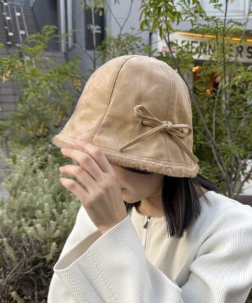 Lattice(ラティス) リボン付きスエードハット