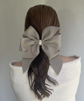 Lattice(ラティス) 千鳥柄リボンバレッタ