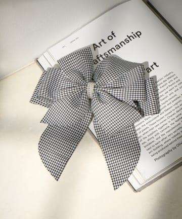 Lattice(ラティス) 千鳥柄リボンバレッタ