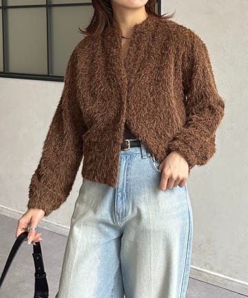 Thevon.(ゼヴォン) キーネックカットシャギーカーディガン
