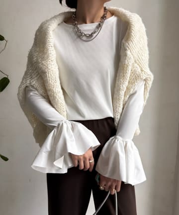 DOUDOU(ドゥドゥ) バルーンカフリブトップス