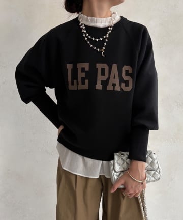 DOUDOU(ドゥドゥ) 【WEB限定】袖リブダンボールロゴトップス