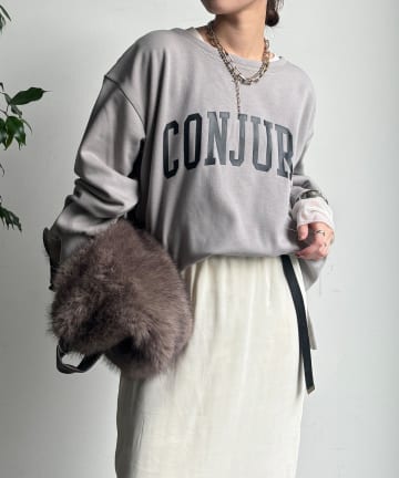 DOUDOU(ドゥドゥ) 前後ロゴプリント裏起毛プルオーバー