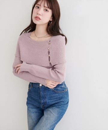 natural couture(ナチュラルクチュール) オフショルデザインニット