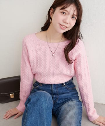natural couture(ナチュラルクチュール) ふわもちケーブルニットプルオーバー