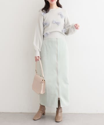 スウェードウエスト折り返しスカート