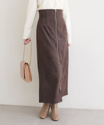 natural couture(ナチュラルクチュール) スウェードウエスト折り返しスカート