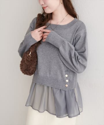 natural couture(ナチュラルクチュール) 取り外し裾フリル付きニット