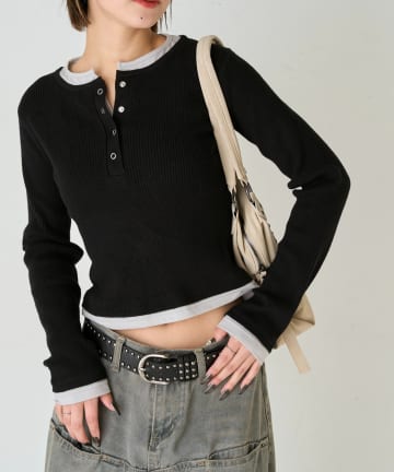 WHO’S WHO gallery(フーズフーギャラリー) レイヤードヘンリーニット