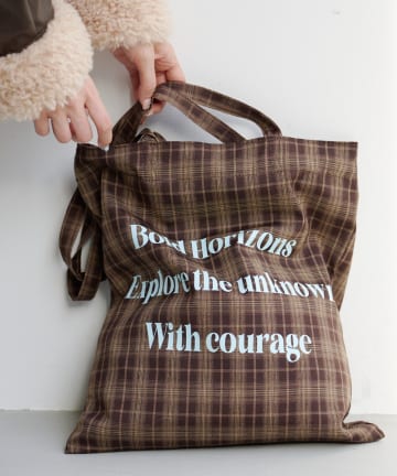 Kastane(カスタネ) 【チェック&レオパード】ロゴミューズトートバッグ