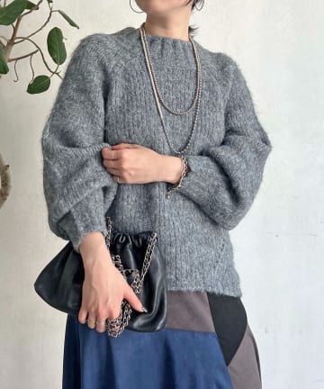 un dix cors(アンディコール) 圧縮起毛ワイドネックニット