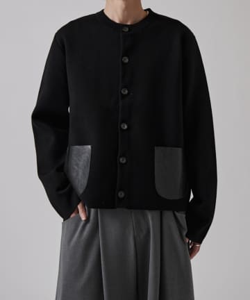 Lui's(ルイス) ウールプレーティングニットカーデ