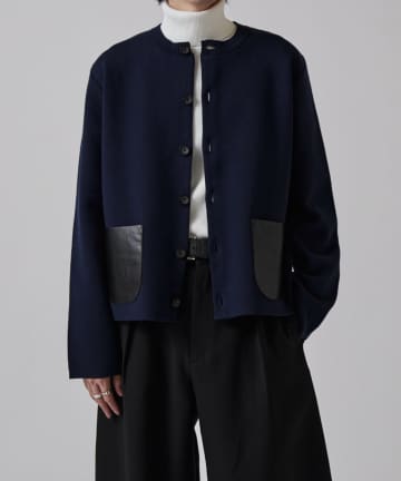 Lui's(ルイス) ウールプレーティングニットカーデ