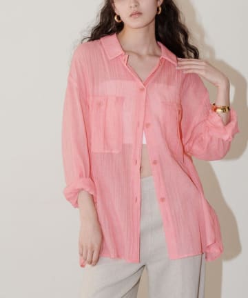 NICE CLAUP / OLIVE des OLIVE OUTLET(ナイスクラップ  / オリーブ デ オリーブ アウトレット) 【LARUTA】シアーサファリポケット付きシャツ