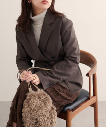 NICE CLAUP / OLIVE des OLIVE OUTLET(ナイスクラップ  / オリーブ デ オリーブ アウトレット) 【natural couture】ベルト付きロングテーラージャケット