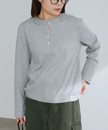 PUAL CE CIN(ピュアルセシン) スムース起毛2WAYヘンリネーックカットソー