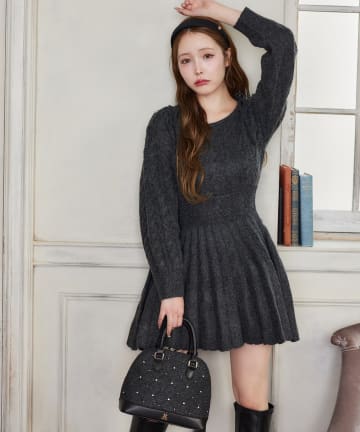 one after another NICE CLAUP(ワンアフターアナザー ナイスクラップ) ケーブルニットミニワンピ