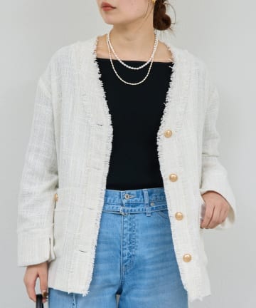 605t*美品 ガリャルダガランテ ラウンジドレス ウール混ツイードジャケット 605t*美品 ガリャルダガランテ ラウンジドレス ウール混ツイード