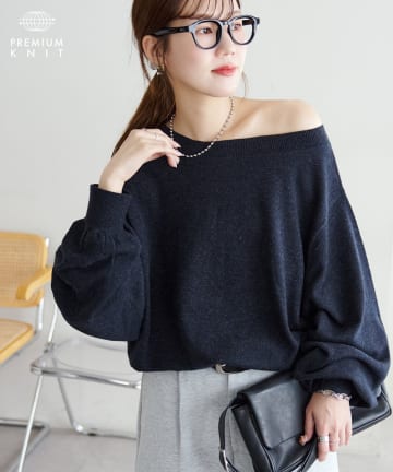 OUTLET(アウトレット) 【Discoat】スーパーファインウールワンショルプルオーバー