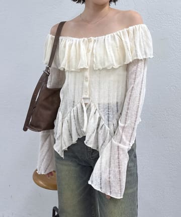 OUTLET(アウトレット) 【mystic】[mline]ティアードオフショルブラウス