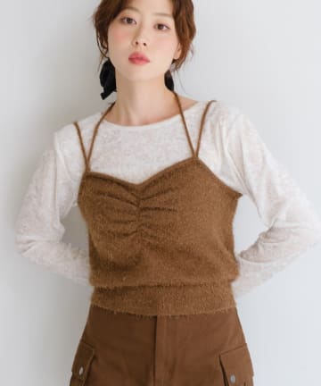 OUTLET(アウトレット) 【Kastane】シャギーニットキャミ