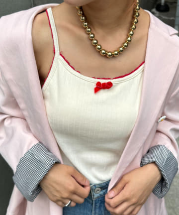 OUTLET(アウトレット) 【CIAOPANIC TYPY】H.Sカップ付きベロアリボンキャミ