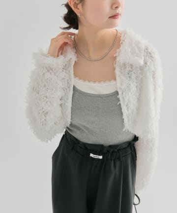 OUTLET(アウトレット) 【mystic】衿付きフェザーボレロ