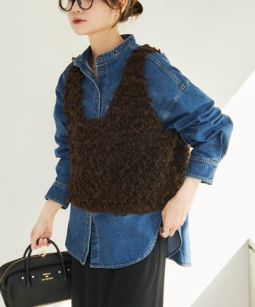 PUAL CE CIN(ピュアルセシン) ループフリンジニットビスチェ