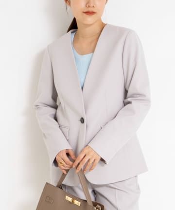 NOLLEY'S(ノーリーズ) 《セットアップ対応》ウォッシャブルサージストレッチVネックジャケット