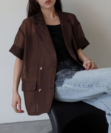 COLONY 2139(コロニー トゥーワンスリーナイン) シアーエステルボイル半袖テーラードジャケット