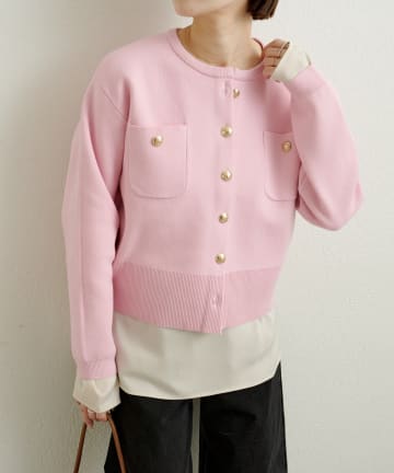 Omekashi(オメカシ) 【7色展開】スウェットライクボタンカーディガン