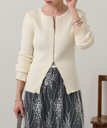 Omekashi(オメカシ) 【5色展開】【着やせ効果◎】ダブルジップリブカーディガン