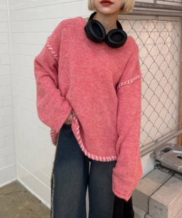 w closet(ダブルクローゼット) オーバーロックニット