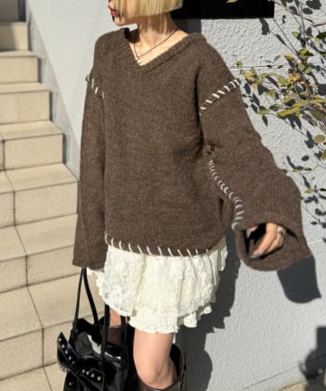 w closet(ダブルクローゼット) オーバーロックニット