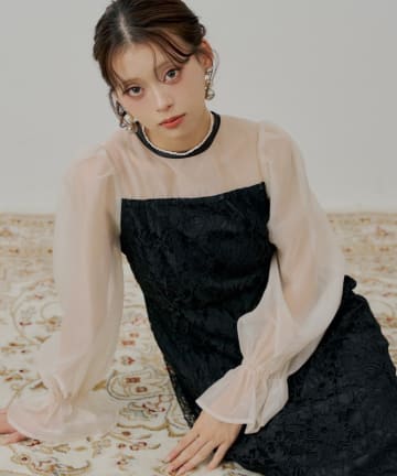 Chico(チコ) 【WEB限定/SALON by Chico】配色シースルータイトロングドレス/オケージョン