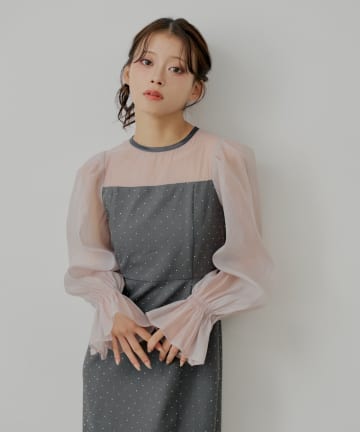 Chico(チコ) 【WEB限定/SALON by Chico】配色シースルータイトロングドレス/オケージョン