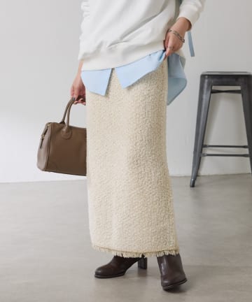 COLLAGE GALLARDAGALANTE(コラージュ ガリャルダガランテ) 【ウエスト総ゴム】ツイードライクニットスカート/セットアップ可