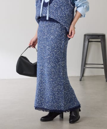 COLLAGE GALLARDAGALANTE(コラージュ ガリャルダガランテ) 【ウエスト総ゴム】ツイードライクニットスカート/セットアップ可