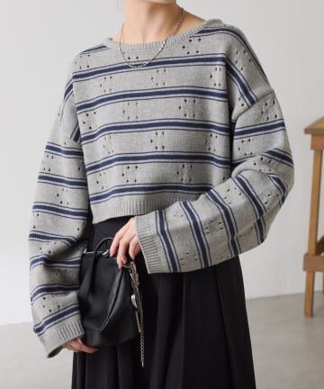 COLLAGE GALLARDAGALANTE(コラージュ ガリャルダガランテ) 【ゆったりめ】透かし編みCニット