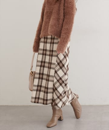 natural couture(ナチュラルクチュール) 選べる丈チェックナロースカート
