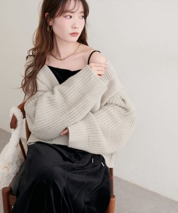 natural couture(ナチュラルクチュール) ざっくり編みカーディガン