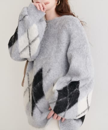 natural couture(ナチュラルクチュール) 【WEB限定】アーガイルニットプルオーバー