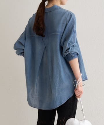 Omekashi(オメカシ) 【春夏の羽織りものに◎】シアーデニムシャツ