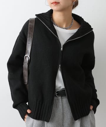 COLONY 2139(コロニー トゥーワンスリーナイン) 【WEB限定】ウール混スタンドリブWジップカーディガン