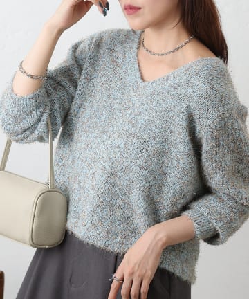 COLONY 2139(コロニー トゥーワンスリーナイン) ミックスヤーン2WAYニットプルオーバー