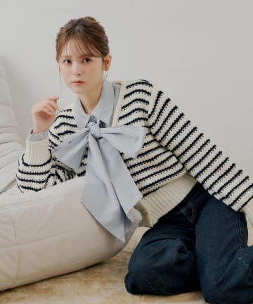 Chico(チコ) 【SALON by Chico】リボン付きレースデザインシャツ