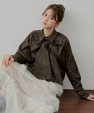 Chico(チコ) 【SALON by Chico】リボン付きレースデザインシャツ